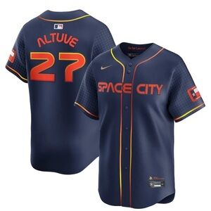 Nike Jose Altuve Space City Navy/Orange Jersey 100% Authentic